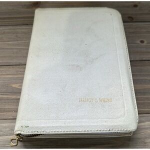 VTG Bible White 1952 ZIPPER COVER Leather Thomas Nelson Publisher